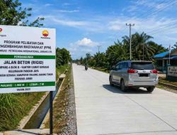 Wujud Komitmen PetroChina Jabung, Jalan Rigid Beton Sepanjang 1,96 Km di Simpang 4 Blok D Geragai Selesai Dibangun